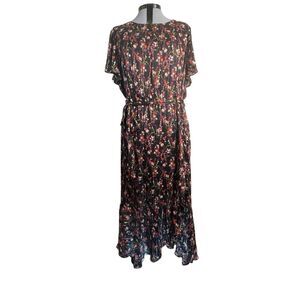 Lane Bryant Metallic Black Floral Print Dress